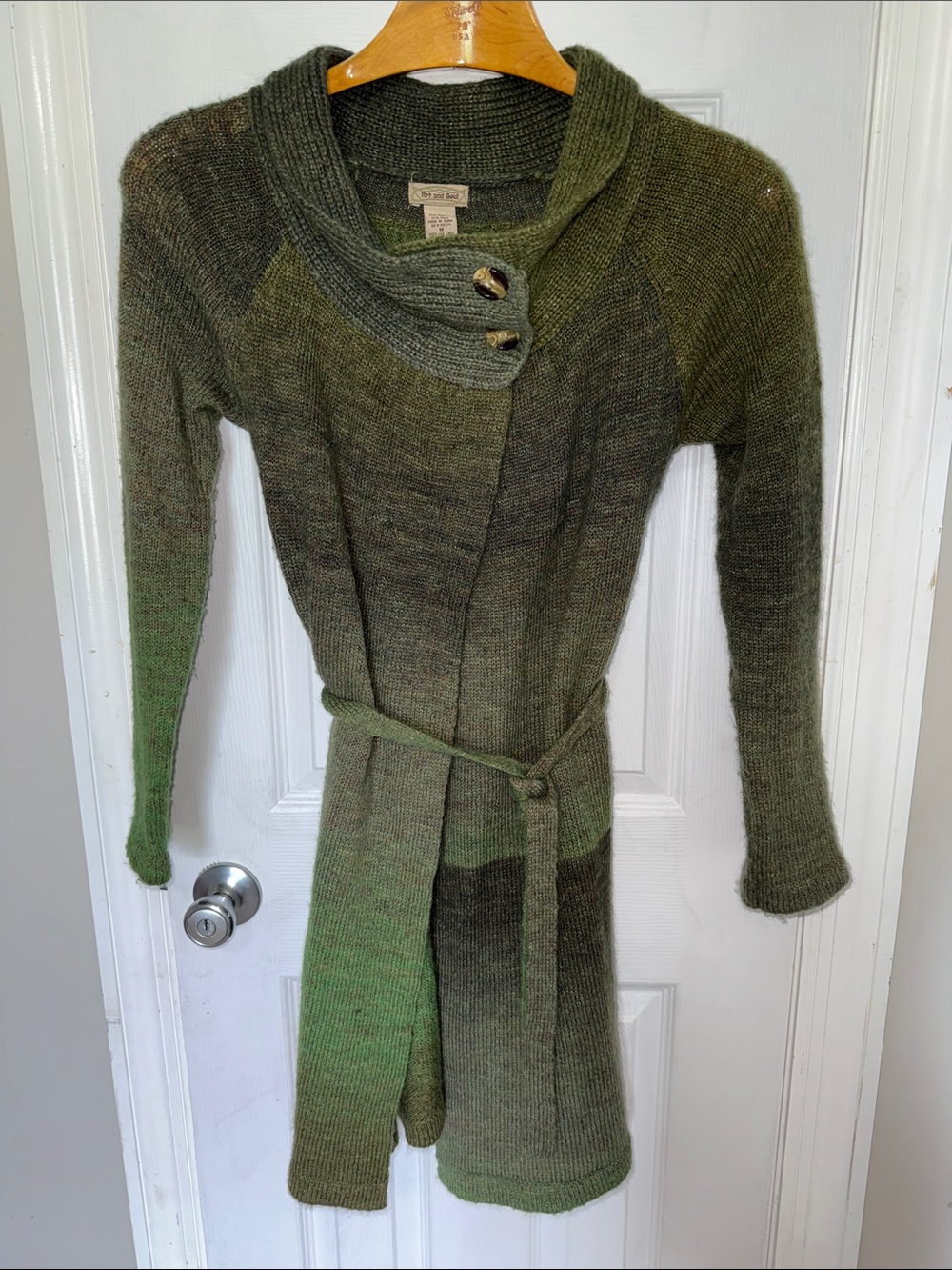 Art And Soul Olive Green Ombre Longline Button-Trim Cardigan